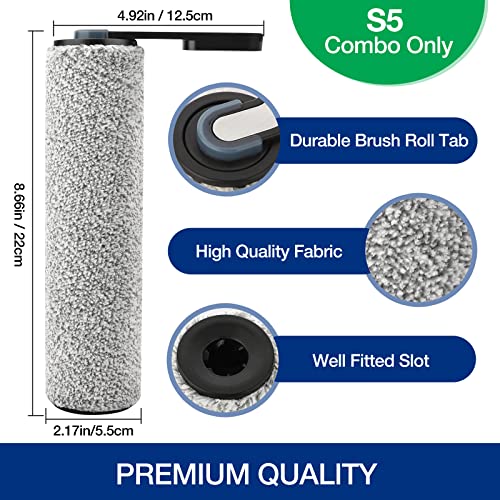 Image of S5 Combo Only, Replacement Brush Roller for Tineco Floor ONE S5 Combo Cordless Wet Dry Vacuum Cleaner Accessories, 2 Brush Roller, 2 HEPA Filters