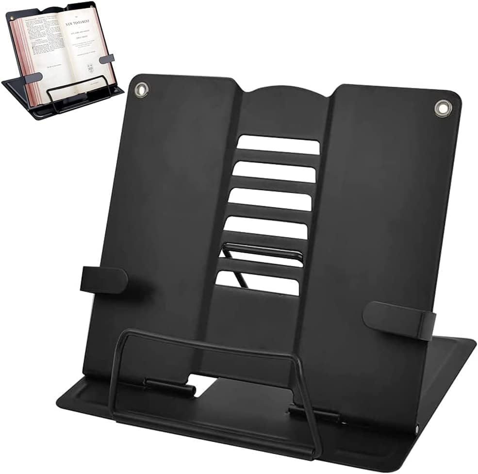 ZINLEY Metal Book Stand Holder | Portable Cookbook Holder,Adjustable Recipes Book Organizer | Book Stands & Holders for Reading Study Foldable Accessories