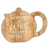 Declea Tisch für Küche, Teekanne, Liebe, Dekoration aus Holz, handgefertigt, originelle Dekoration für Zuhause, Holzdekoration zum Aufhängen oder Aufstellen