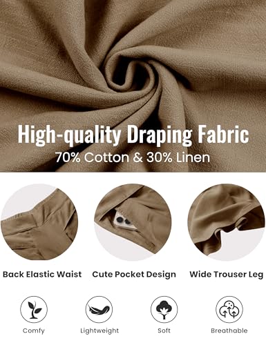 SCUSTY Linen Pants for Women Culottes Capris Wide Leg Palazzo Boho Pants Trousers2