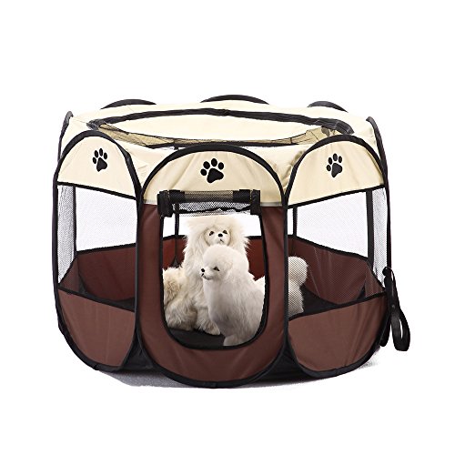 S-Lifeeling Traveling Dog Cat Puppy Kennel Indoor Outdoor Kennel Removable Mesh Shade Cover Portable Foldable Playpen for Dogs Cats