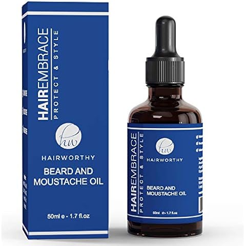 Hairworthy Hairembrace Beard oil - 6 Organic Premium Oils - Softens Beard - Minimize itching - Promotes Faster Growing & Fuller Looking Beards. Cover