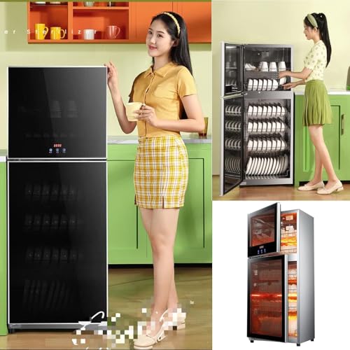 Esterilizador Comercial del disnús del 198L, secador de Calor Alto de 125°C para restaurantes, desinfectante de Doble Puerta con Tubos de Cuarzo, 40x30.5x118cm, Negro