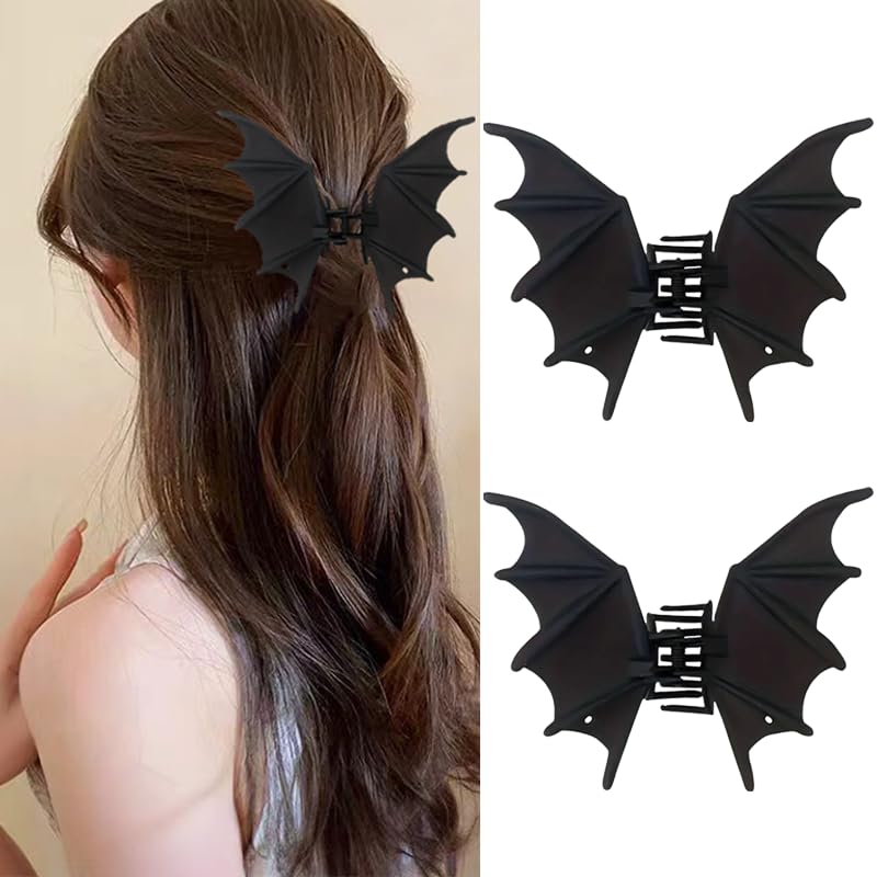 Pinzas de pelo Halloween negras metálicas 2 piezas miniatura 1