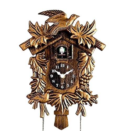 Cuckoo Clock Chiming Vintage Cuckoo Wall Clock Singing Bird Clock Home Decor Christmas Clock Gifts Resin Classic Brown #TOP2