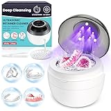 Ultrasonic Retainer Cleaner Machine, Denture Cleaner for Mouth Guard, Night Guard, Aligner, Dentures, Braces, Jewelry, 45kHz 250ML UV Ultrasonic Denture cleaner Ultra Sonic Cleaning for Retainers