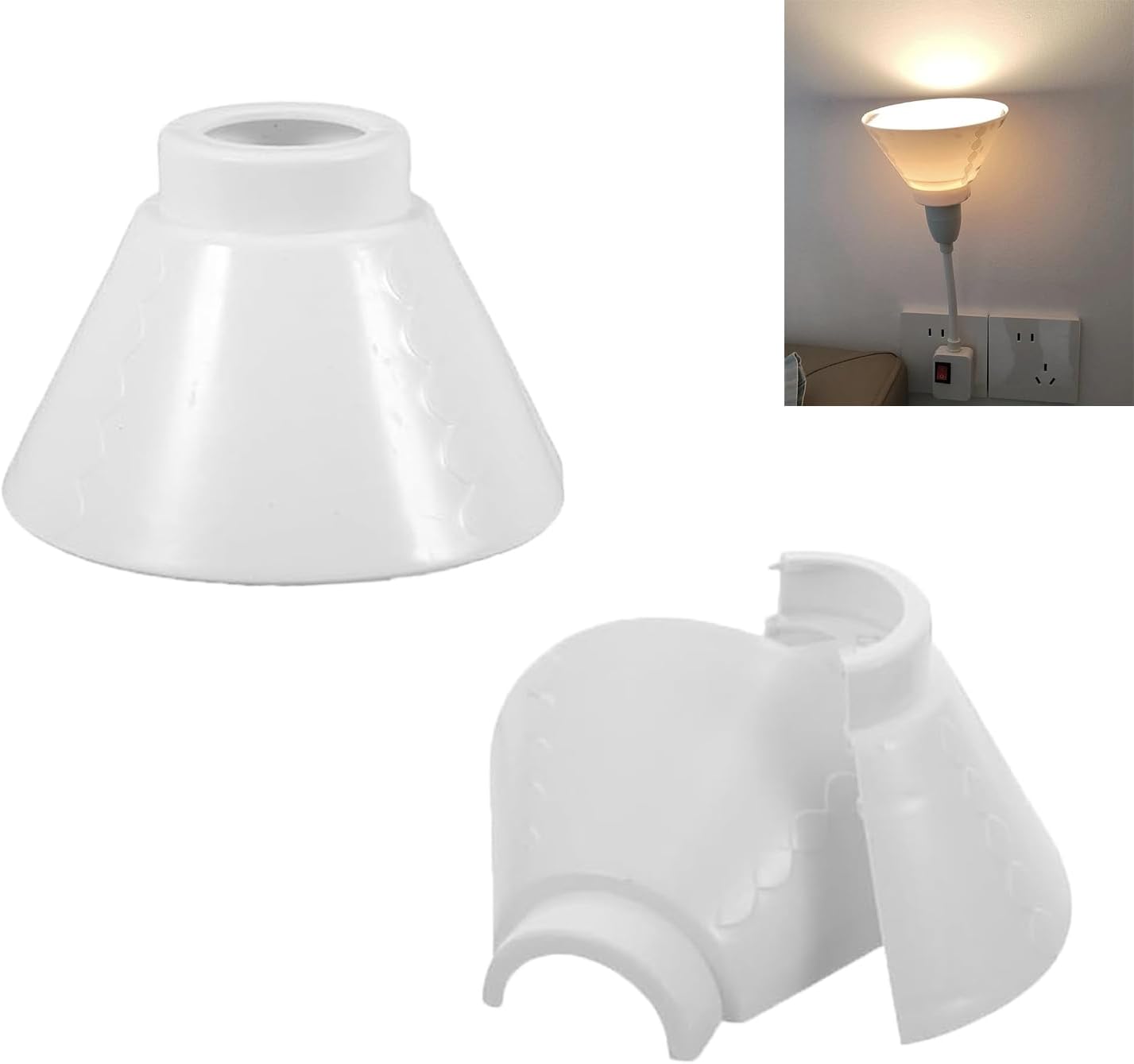 2 Pack Plug in Light Socket Lampshades Outlet to Socket Adapter Shade Table Lamp Base Lampshade for Plug-in Lamp Holder Light Bulb Base with Cord E26 Pendant Light Lamp Socket Fixture