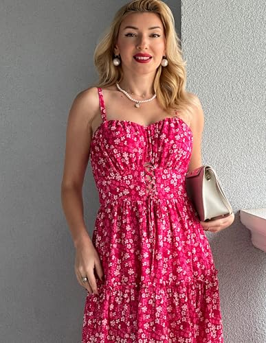 Image of GRACE KARIN 2026 Women's Spaghetti Vacation Sundress Summer Beach Flowy Boho Floral Maxi Dresses with Pockets