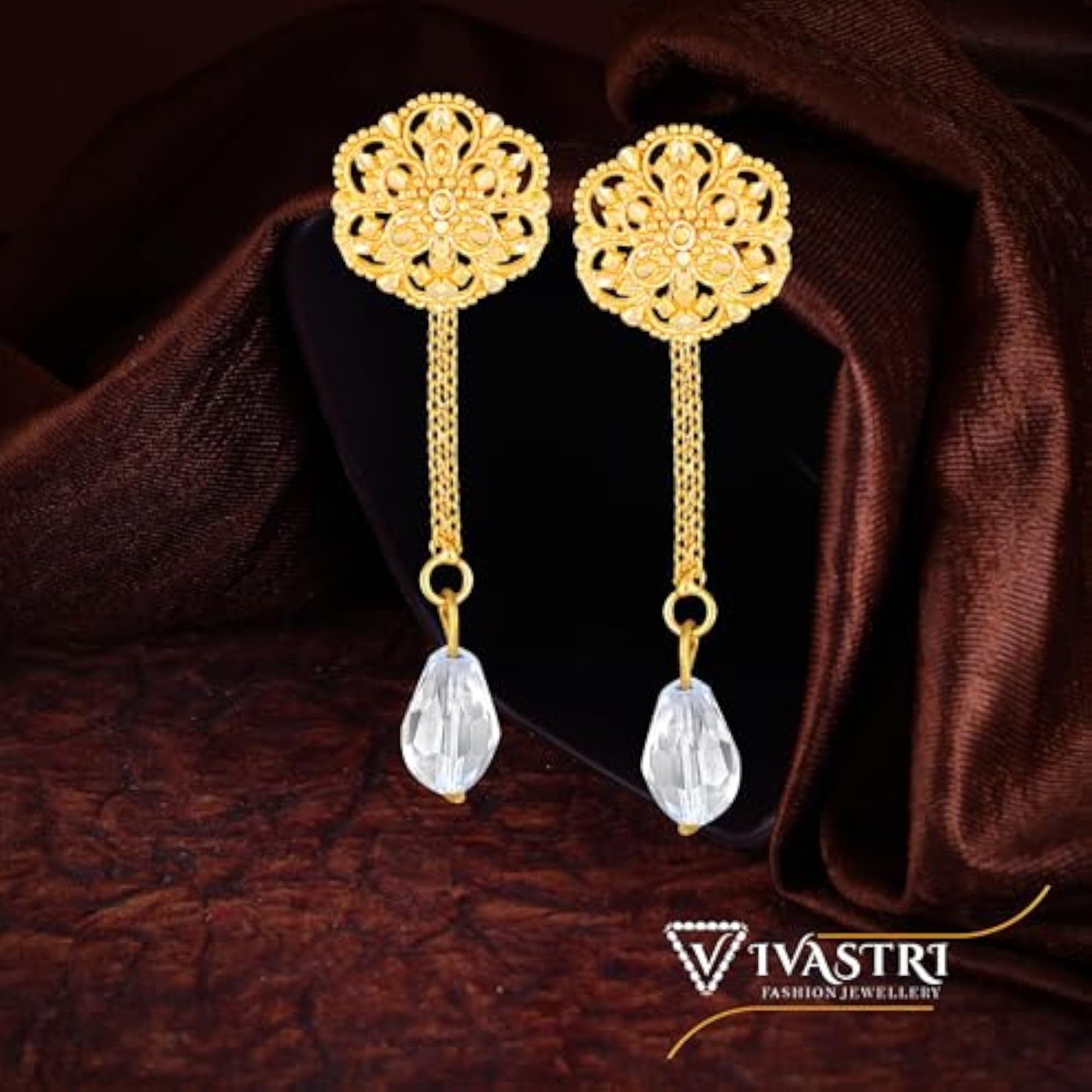 Women's CZ Stone Studded 2-in-1 Removable Stud & Drop Earrings