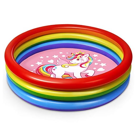 Inflatable Kiddie Pool - Unicorn Kids Pool Wading Pool for Outside, Garden, Backyard, 3 Ring Rainbow Round Blow up Pool Water Pool for Baby Toddlers Indoor & Outdoor - Swimming Pools for Kids