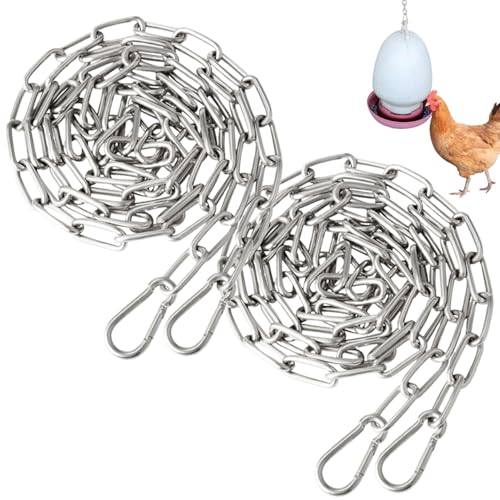 2pcs Hängende Kette für Geflügeltrinker -Feeder 2m Edelstahlkette mit 4 Haken Hochleistungskette für Hühnerfuttermittel Vogelfuttermittel Hähnchen -Zubehör für 80 kg Laden 80 kg