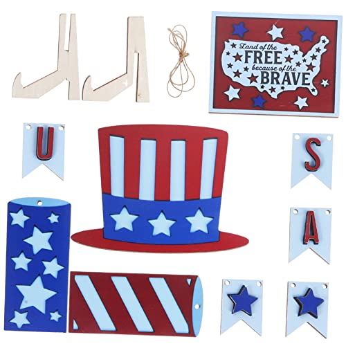 Abaodam Plateau à Décoratif pour Juillet Plateau à Bois Ornement pour Fête De Indépendance Décoration Champêtre pour Fête De Indépendance