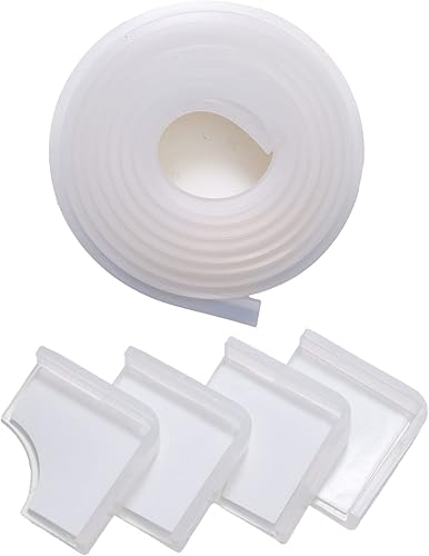 Protector de borde de 3 pies + 4 protectores de esquina 100% silicona, esquinas transparentes a prueba de bebés, precinta, adhesivo suave para la