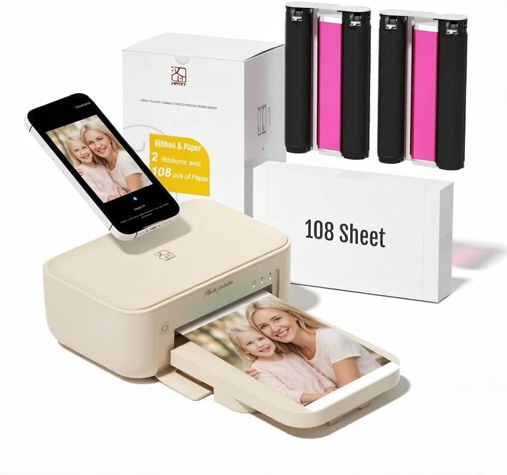 Amazon.com: HPRT 4x6 Photo Printer with 108 Sheet Photo Paper& 2 Ribbon ...