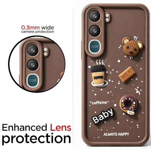 Image of Bintage Ball Bear| Donut| Milk Cake| Baby| Coffee Rubber Case Camera Protection Back Cover Compatible for Vivo Y31 5G - Brown