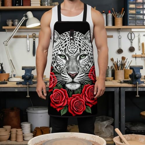 Delantal de trabajo ajustable Red Rose Cheetah con 8 bolsillos miniatura 4