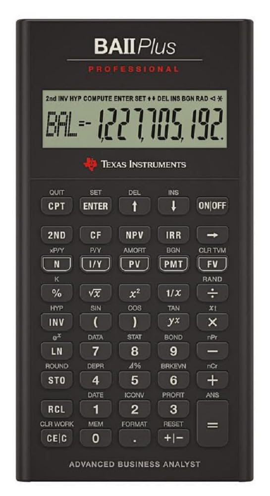 Texas Instruments BA II Plus Professional Financial Calculator Black