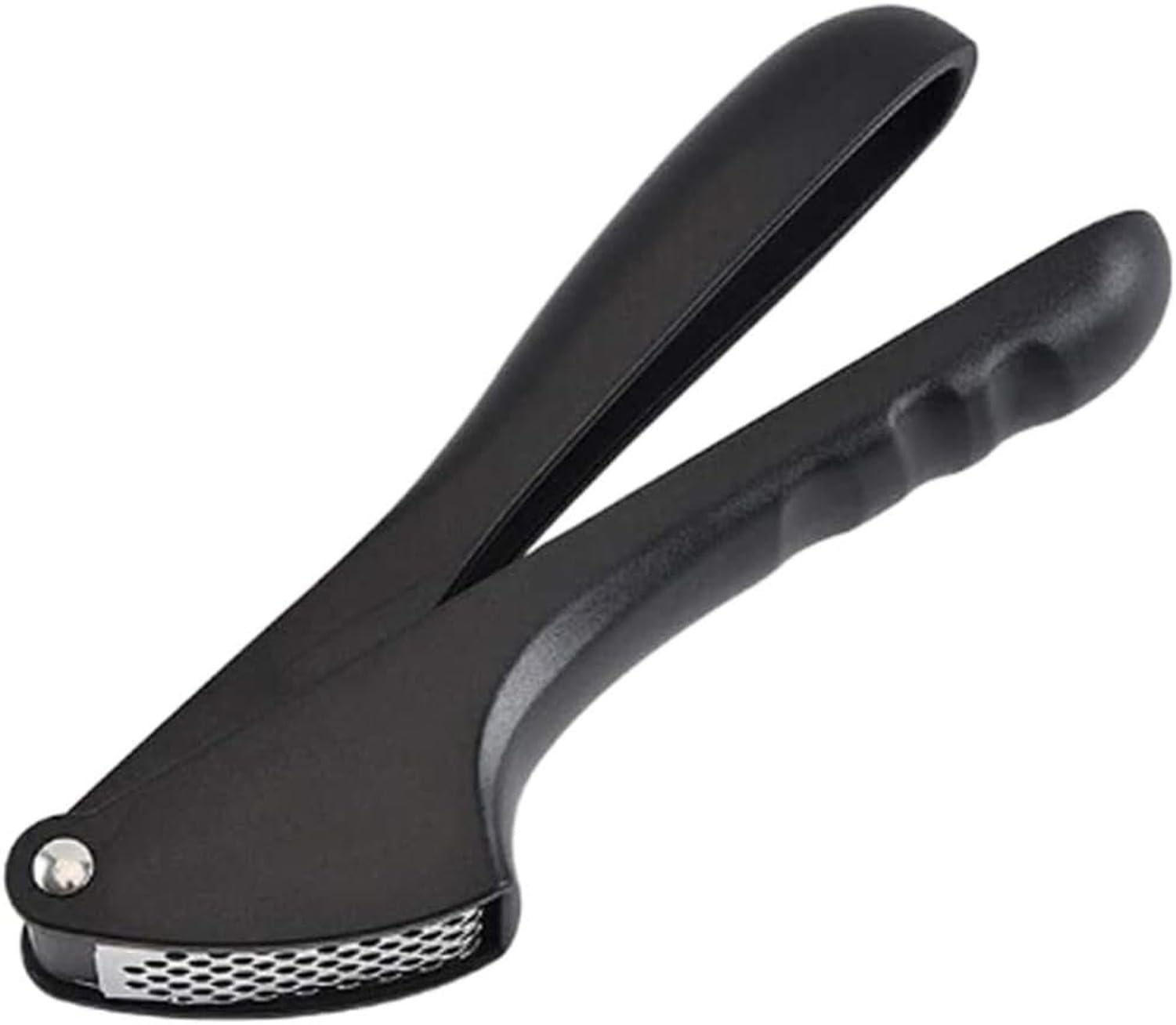 KGAIXN Stainless Steel Garlic Press Crusher Mincer, Ginger Squeezer, Easy to Use Clean, No Mess No Flying Cloves for Kitchen Prep, Black, 17 * 4.5 * 3cm