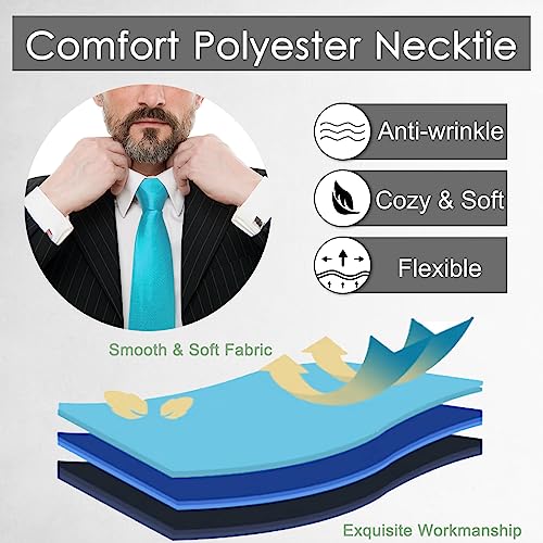 Image of Luckyvestir Mens Tie Solid Satin Neck Ties 3.15'' Formal Necktie for Wedding Business Christmas Father's Valentine's Day Gift