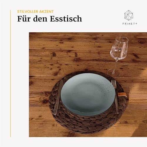 Set de table rond jacinthe d'eau marron 38cm dessous d'assiette tressé lot de 6 - 6