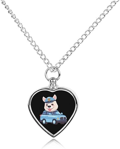 Collar de urna de perro de policía para cenizas, colgante de corazón, joyería para cremación de mascotas, collar conmemorativo