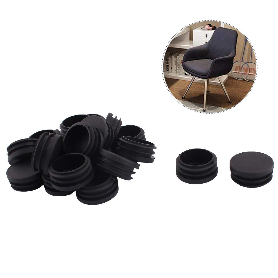 Ldexin Black 15Pcs 39Mm/1.5" Round Plastic Plugs, Pipe Tubing Insert End Caps Chair Glide Cover Furniture Table Chair Tube Pipe Hole Plug