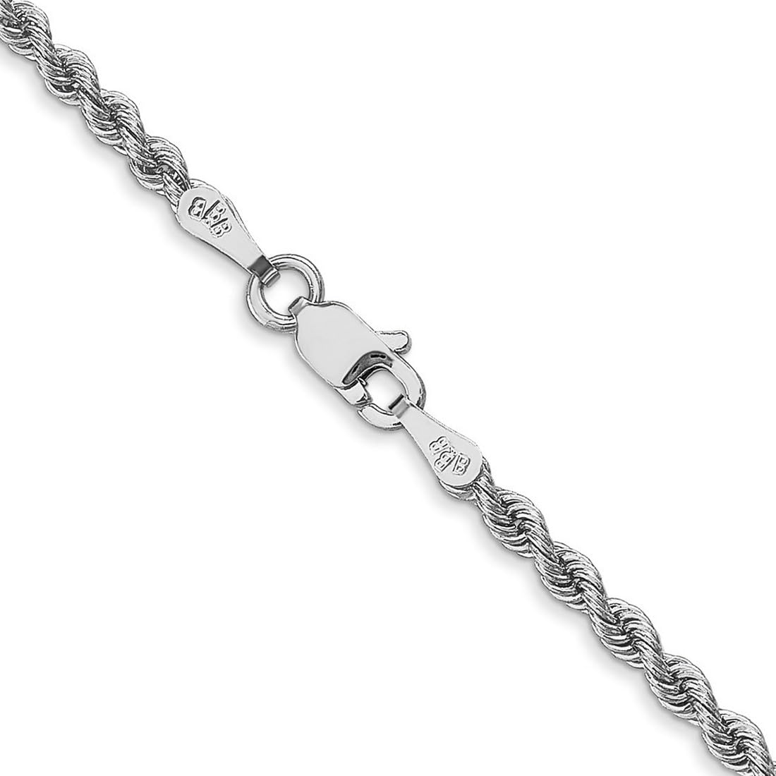 14 ct weiß gold 2,5 mm Handgefertigt Regular Seil Armband – Karabinerverschluss – Länge Optionen: 18 20