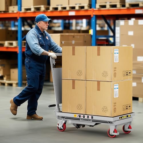 CAMMOO Hydraulic Lift Table Cart, 500lbs Capacity, 28.5\" Lifting Height, Single Scissor Lift with Non-Slip Pad & Safety Guard Foldable Handle for Material Handling and Transportation, Gray - Thumbnail 2