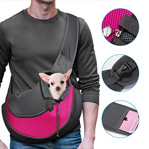 Pet Dog Sling Carrier Hands-Free Puppy Carrying Bag Breathable Comfortable Outdoor Travel Walking