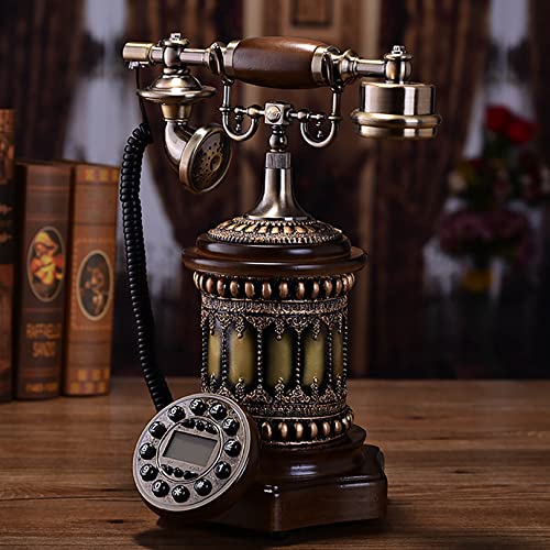 Teléfono fijo retro de escritorio con cable color marrón miniatura 3