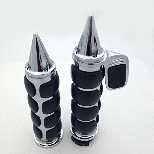 Xkmt-Chromed Spike 1" Rubber Hand Grip With Contoured Throttle Boss Compatible With Kawasaki Nomad 1500 Fi Drifer Nomad 1500 Classic 1500 Fi Mean Streak Drifter Classic 800 1600 Vulcan 800 2000 #TOP3