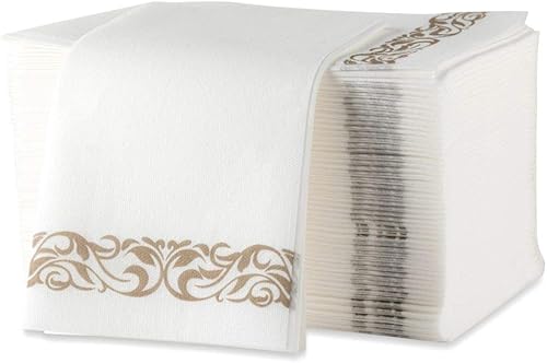 Miniatura 3 de Servilletas de cena desechables con diseño de borde dorado de un solo uso, absorbentes, suaves, elegantes, toallas de mano para el baño, fiestas,