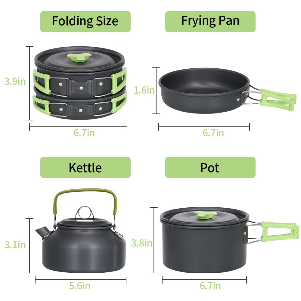 Lixada Set Pentole da Campeggio, Set di Pentole per Bollitore Portatile Leggero, Cucchiaio, Forchetta per Picnic, Escursionismo