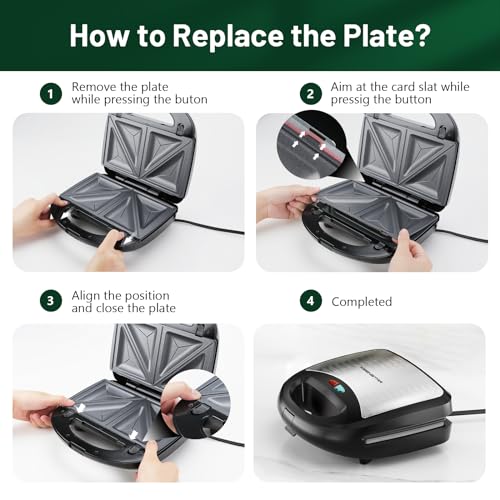 KEENSTAR 3 in 1 Electric Sandwich Maker, Waffle Maker with Removable Non-Stick Plates, Grill with Double-Sided Heating, Easy to Clean and Store, Perfect for Cooking Breakfast, Grilled Cheese and Steak