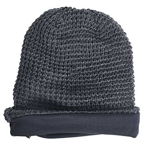 Forbusite Mens Slouchy Long Beanie Knit Cap For Summer Winter, Oversize, Soild Grey #TOP5