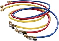 Hilmor 1935924 60" HVAC Hoses with Ball Valve Ends, 800 PSI Rated, Abrasion-Resistant, Pack of 3 for High-Pressure Refrigerants