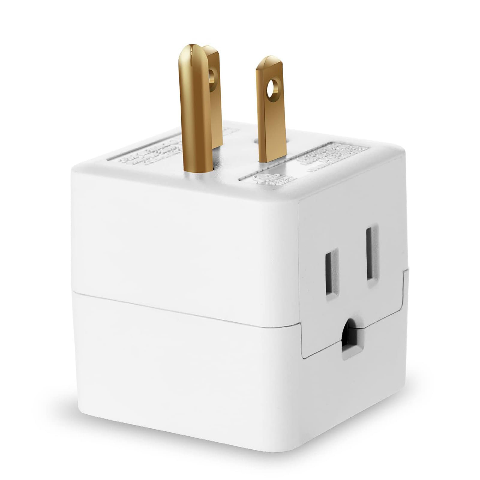 Outlet Splitter 3 Prong, Grounded Plug Extender, UL Listed 3 Outlet Wall Adapter Cube Tap, 90 Degree Wall Tap Triple Power Adapter, 3 Way Multi Outlet