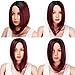 AISI HAIR Synthetic Bob Wig Ombre Short Cosplay Costume Wig Straight Burgundy Wigs for Black Women Two Tone Dark Roots Wig Heat Resistant Fiber Wig