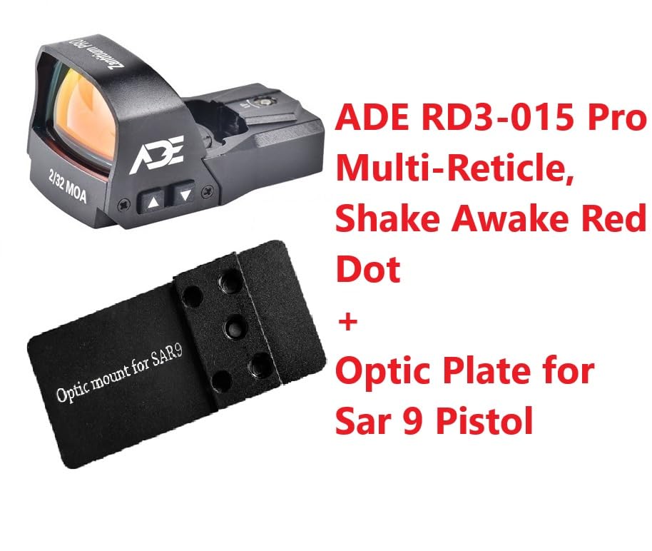 ADE RD3-015 PRO Shake Awake Red Dot + Optic Mounting Plate for SAR 9 USA SAR9 Gen 1 and Gen 2
