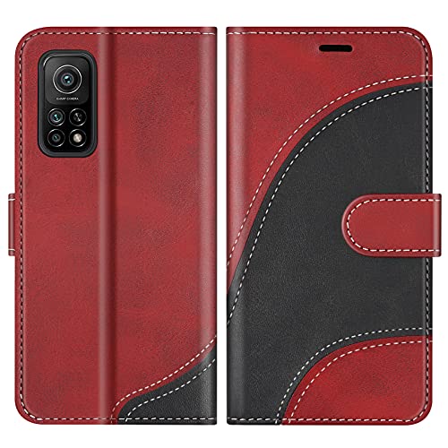 BoxTii Cover per Xiaomi Mi 10T PRO/Xiaomi Mi 10T, Custodia in PU Pelle Portafoglio per Xiaomi Mi 10T PRO/Xiaomi Mi 10T, Magnetica Cover a Libro con Slot per Schede, Rosso