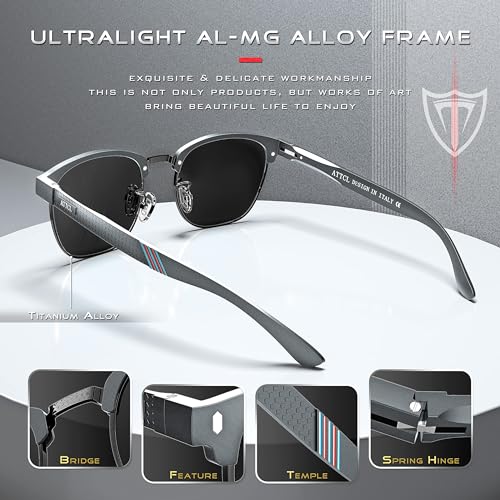 Miniatura 4 de Attcl Hombre Gafas De Sol Polarizadas Estructura De Metal Al-Mg 8-188 Gray Uv400 Cat 3 Ce