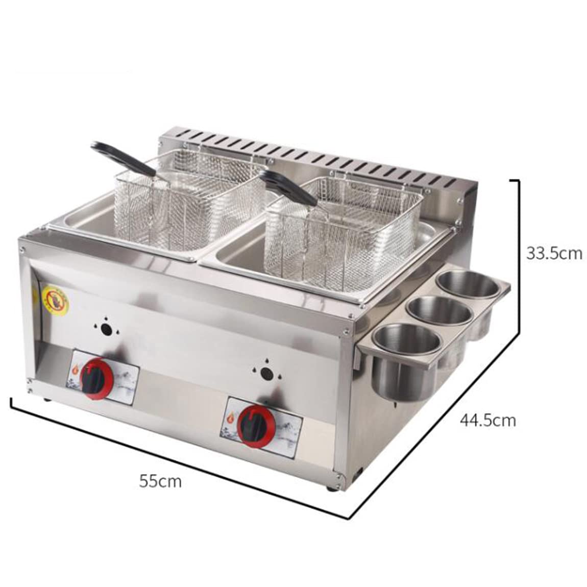 Friggitrice a gas di grande capacità da 16 litri Friggitrice in acciaio inossidabile Friggitrice professionale a gas da banco da cucina per friggere ristorante supermercato stand fast food