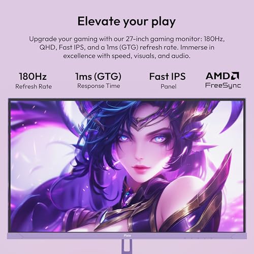 Image of Pixio Two PX278 Wave Purple 27 inch 180Hz Refresh Rate FHD 1440p Resolution Fast IPS Panel 1ms GTG Response Time Gaming Monitor and PS1D Wave Purple Dual Monitor Arm