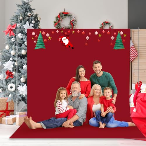 Image of EMART 6x9ft Plain Red Drapes for Photography, Party Background Curtain | Polyester Fabric | Red Screen Sheet for Video Studio, Portrait Photoshoot Parties