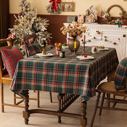 Nappe de Noël à carreaux vintage de qualité supérieure pour salle à manger