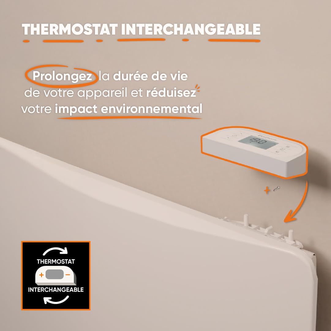 BESTHERM - Stały grzejnik elektryczny z suchym bezwładnościowym żeliwem + folia + plug & play 1500 W Bestherm ALMEA pozioma biel