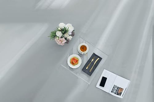 Bandeja de acrílico transparente resistente con asas, 24 x 24 pulgadas, para servir café, aperitivo, desayuno, mayordomo, bandeja para encimera de