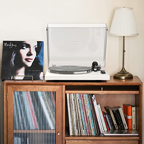 Image of Vinyl Record Player Turntables with Wireless Output Connectivity Vinyls Players Belt-Drive 33 45 RPM Speed Phono Line USB Digital to PC Recording MM Cartridge AT-3600L Classic New Sleek Piano White