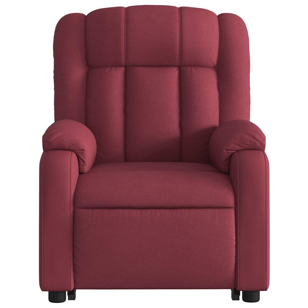 Sillón elevador eléctrico reclinable con 6 puntos de vibración, de tejido rojo vino, para elevación y relajación automática, asiento amplio y estable