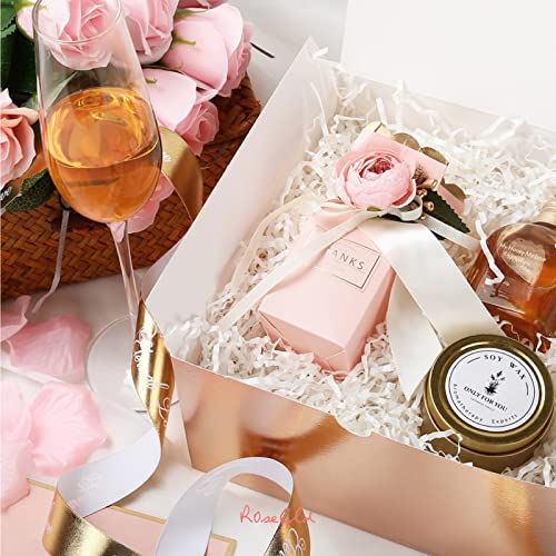 Rosegld 10 Gift Boxes 8X8X4 Inches, Gift Boxes With Lids, Rose Gold Gift Boxes, Bridesmaid Proposal Boxes For Light Weight Gifts (Glossy Rose Gold With Grass Texture) #TOP1